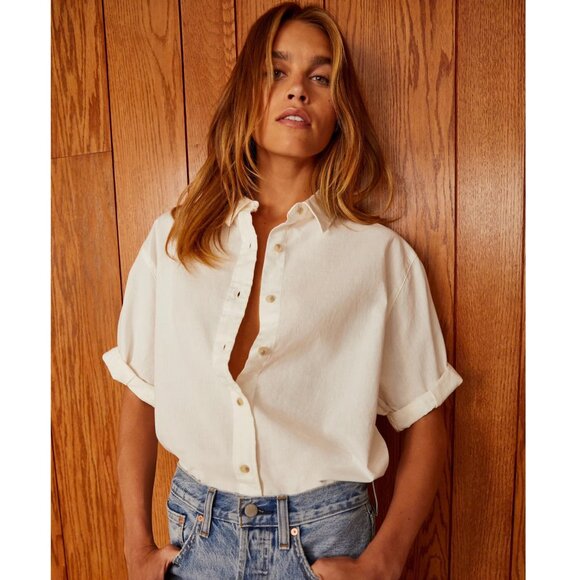 Aritzia Denim Forum The Jane Shirt in A Little White Lie - Picture 1 of 6